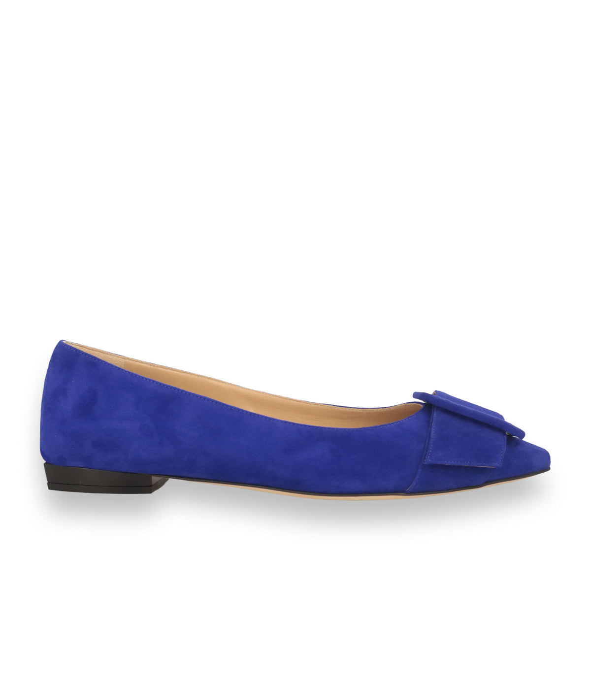 Sergio Rossi Ballerinas aus royalblauem Veloursleder mit spitzer Form und dekorativer Schließe Größe 37