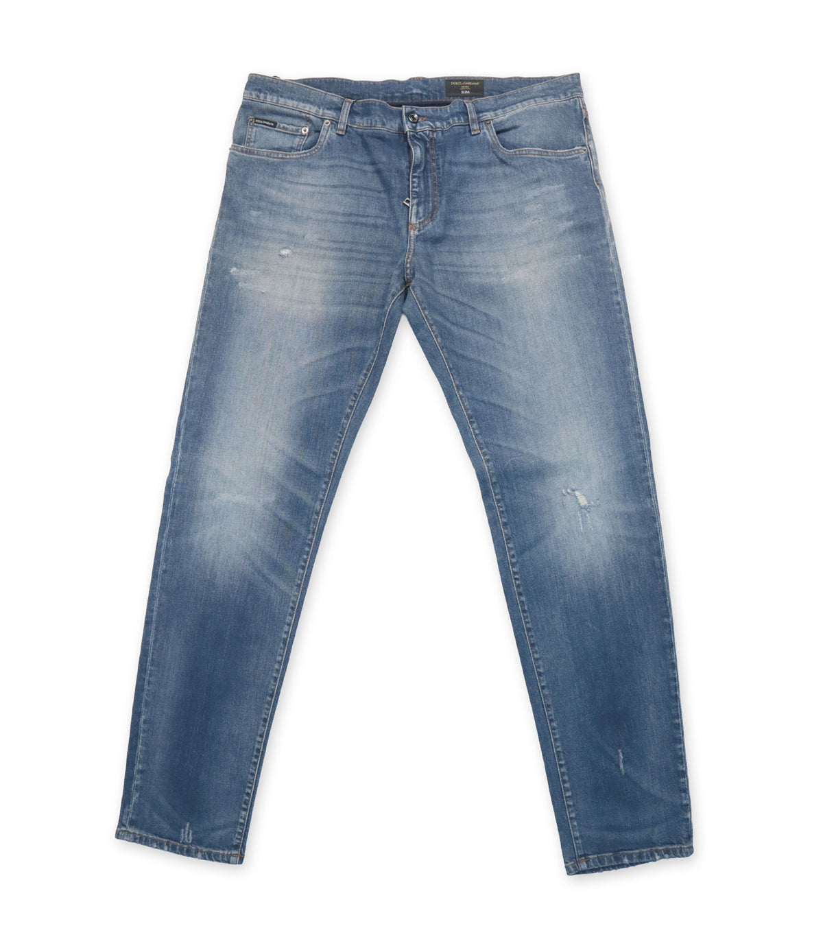 Dolce & Gabbana Slim Fit Jeans blau Used-Waschung Größe IT 58