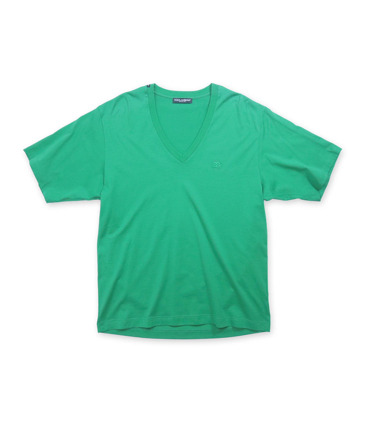 Dolce & Gabbana Herren T-Shirt grün aus Baumwolle Größe 50 mit V-Ausschnitt