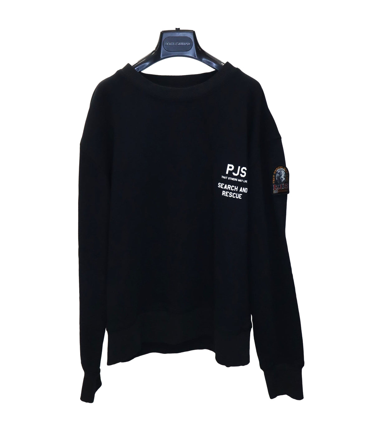 Schwarzes Parajumpers Sweatshirt mit Brustprint „Search and Rescue“ und Logo-Patch, Größe S