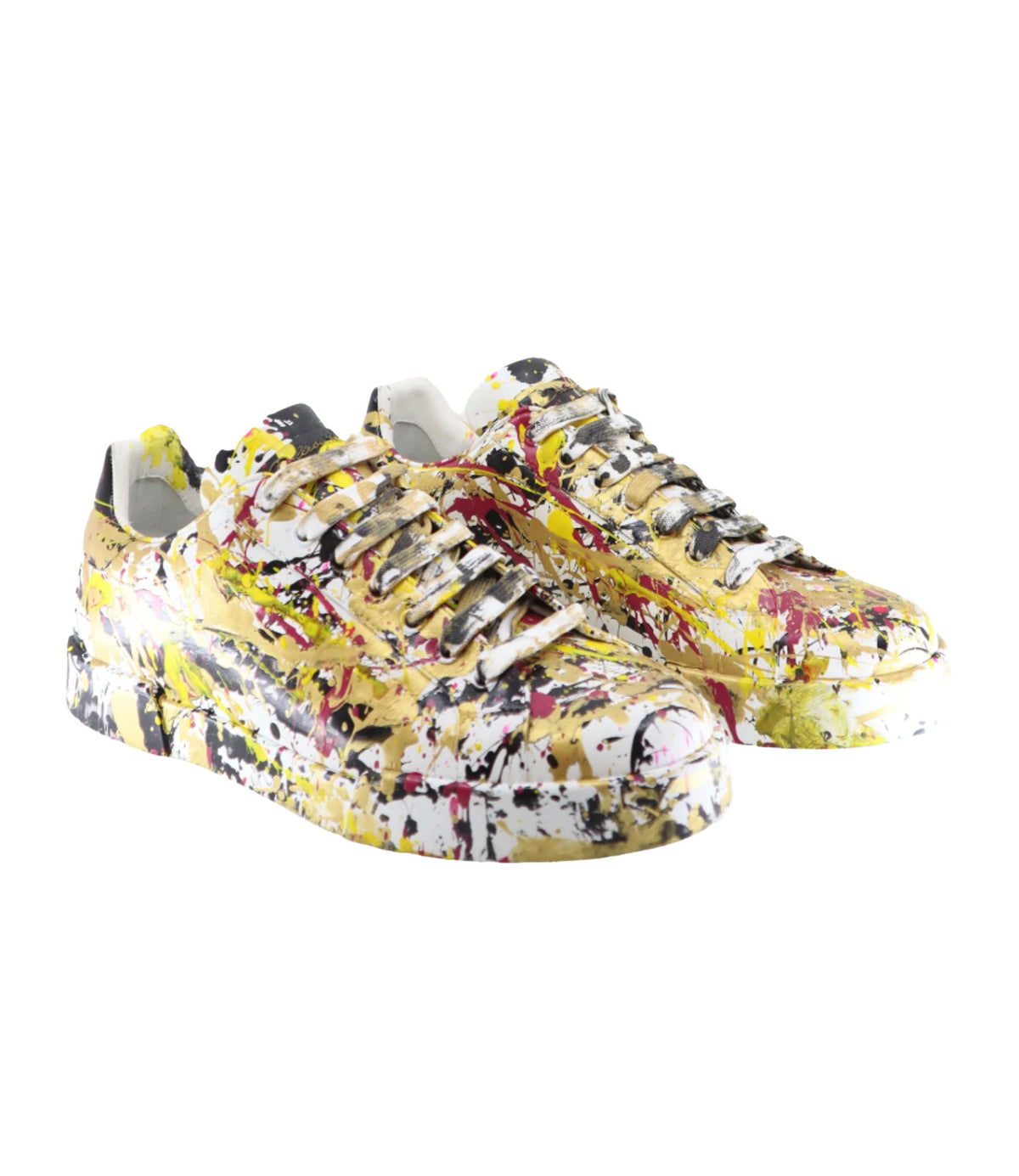 Bunter Dolce & Gabbana Sneaker mit Farbspritzer-Design aus Leder Größe 41