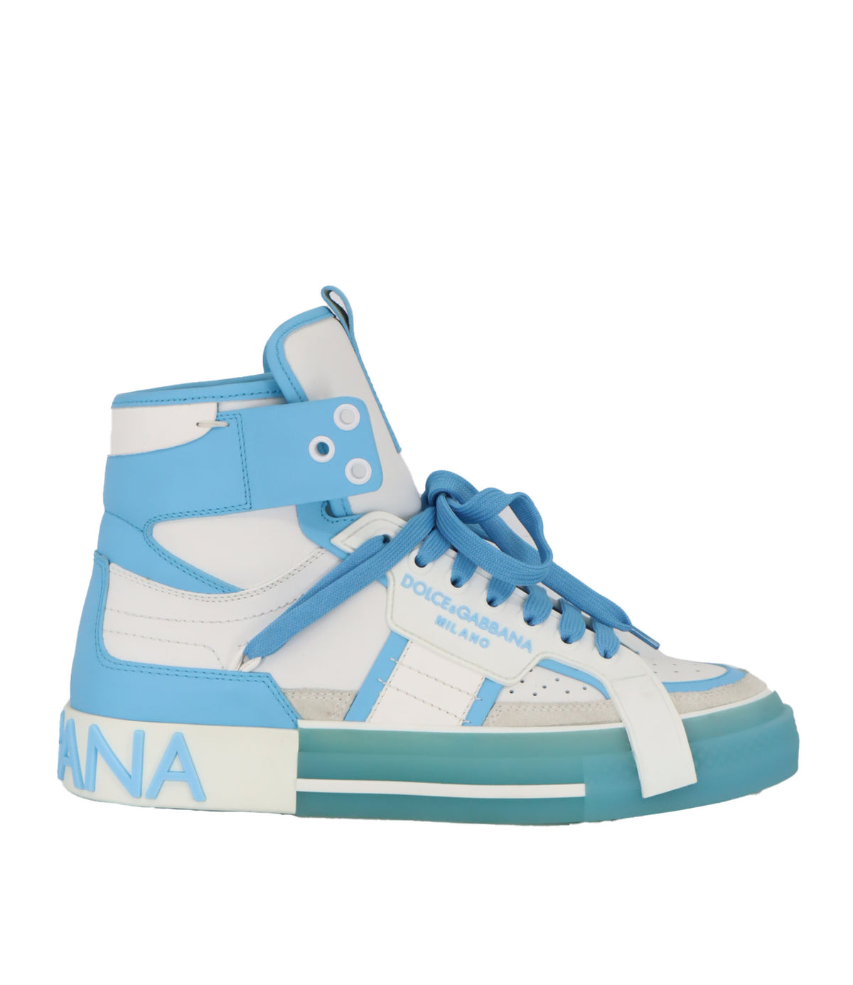 Dolce & Gabbana High Top Sneaker weiß hellblau Größe 39 Luxus Damenschuhe