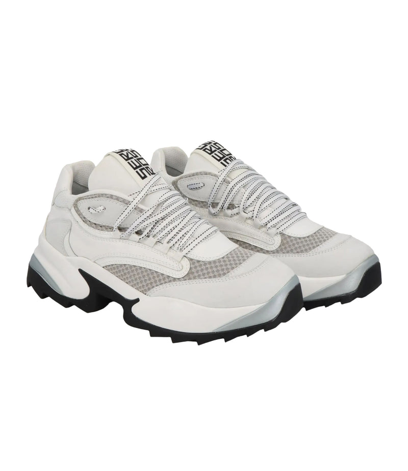 Sergio Rossi Sneaker in Weiß-Grau mit markanter Sohle und Mesh-Einsätzen