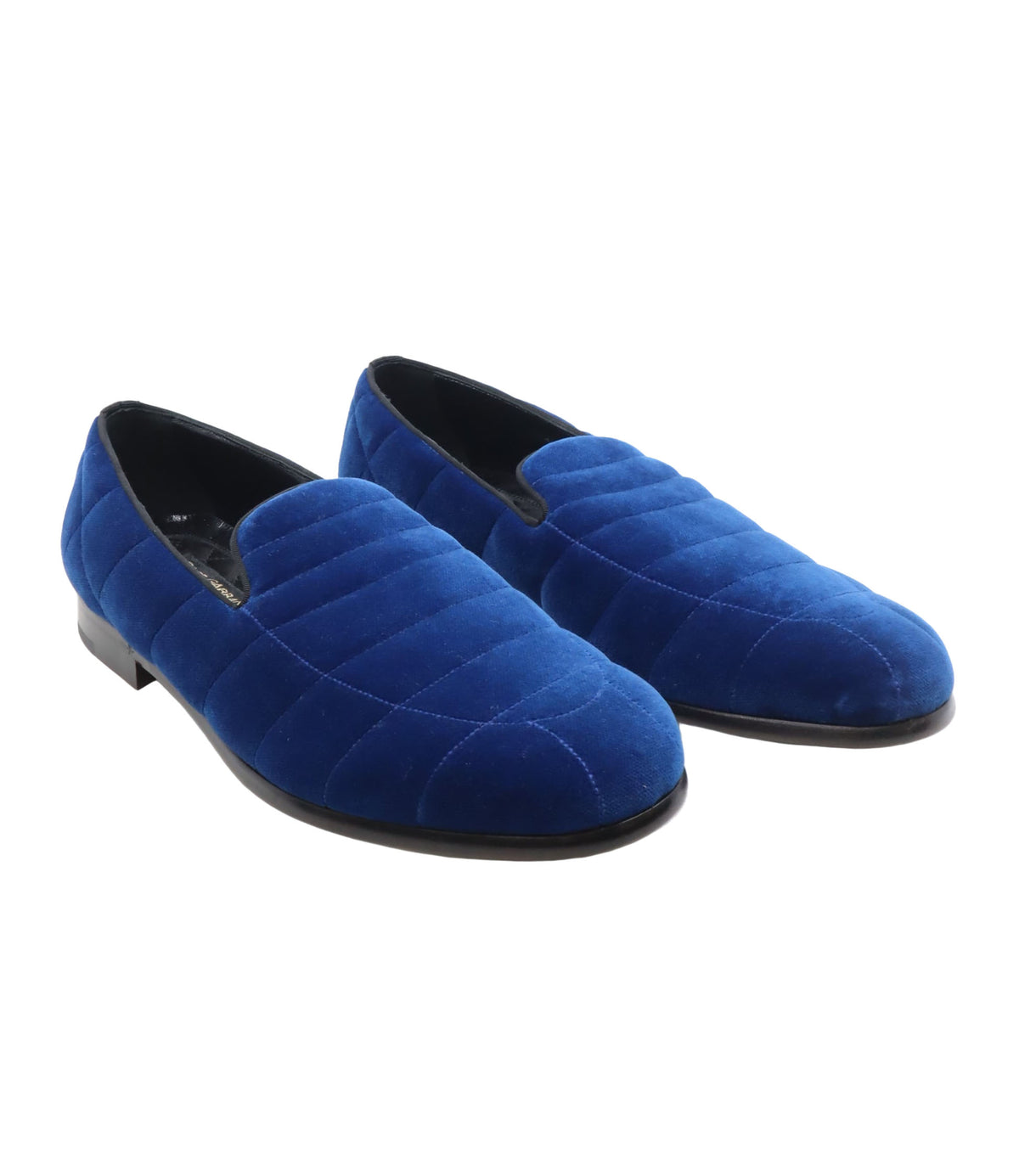 Dolce & Gabbana Slipper aus blauem Samt – Größe 44