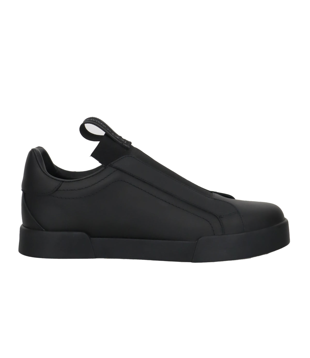 Dolce & Gabbana schwarzer Leder Sneaker Slip-On Herren Größe 39 minimalistisch Luxus Sneaker