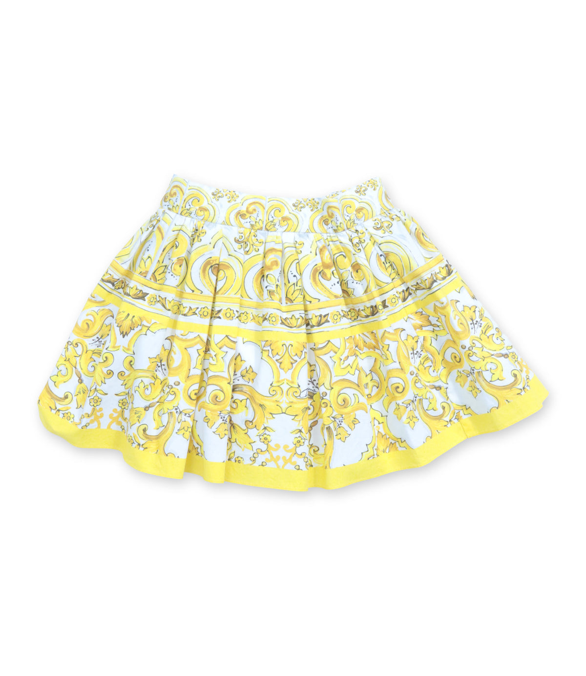 Dolce & Gabbana Babyrock Gelb Weiß Barockmuster aus Baumwolle Größe 6-9 Monate