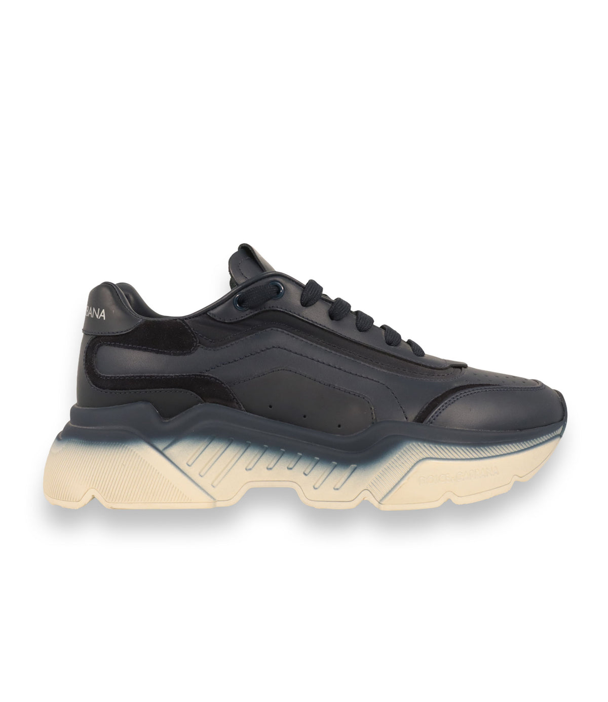 Dolce & Gabbana Sneaker Größe 40 in Dunkelblau mit Oversize-Sohle aus Leder im Dolce & Gabbana Sale.