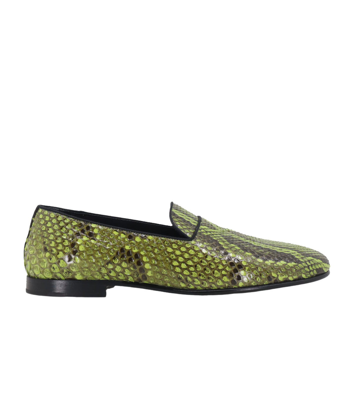 Grüner Dolce & Gabbana Loafer mit Schlangenmuster-Prägung und glänzender Oberfläche