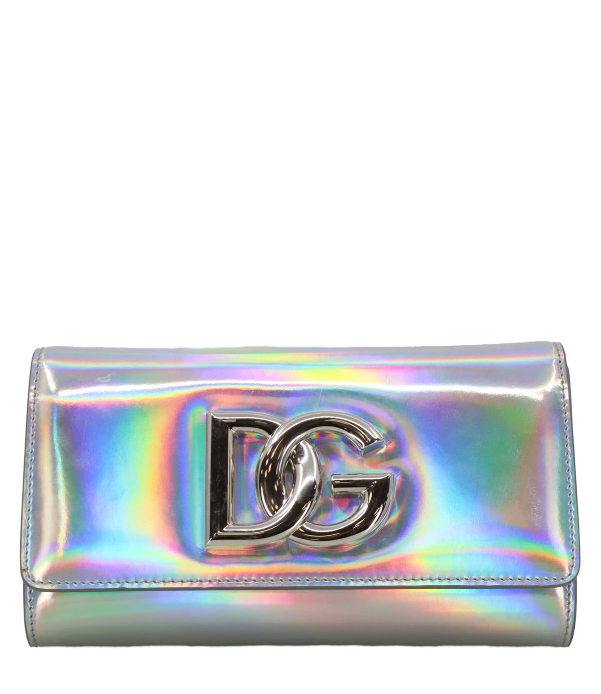 Dolce & Gabbana Clutch holographisch silber mit DG Logo