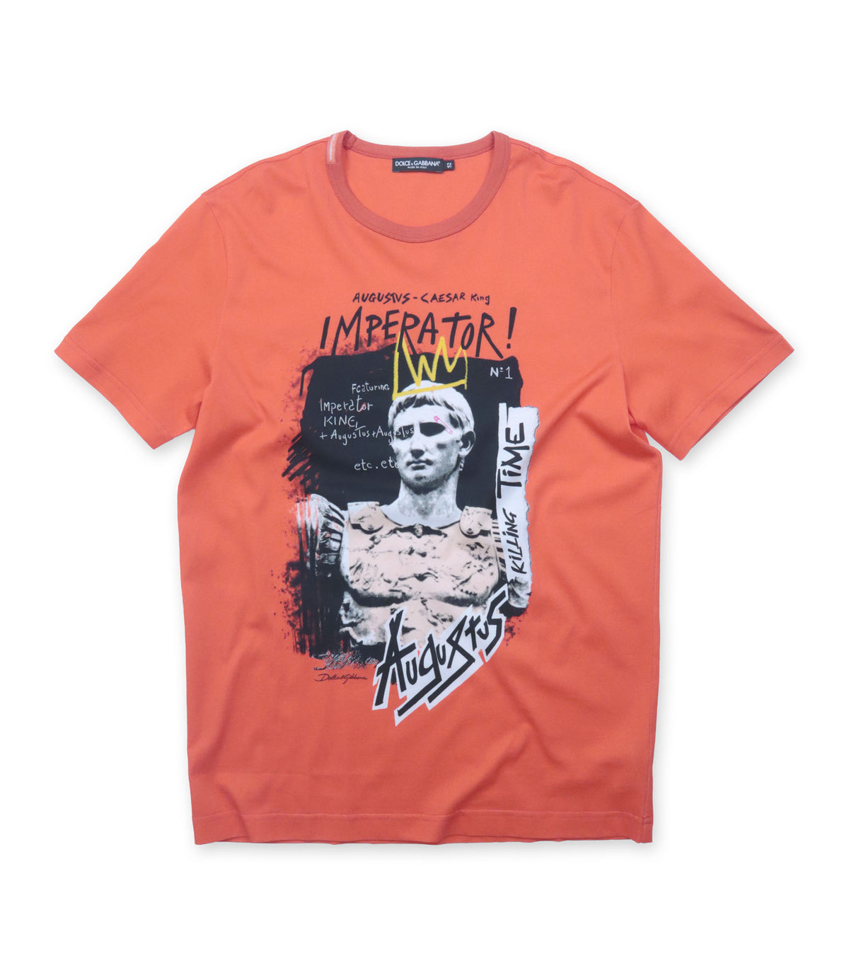 Dolce & Gabbana T-Shirt orange mit Print Baumwolle Größe 52