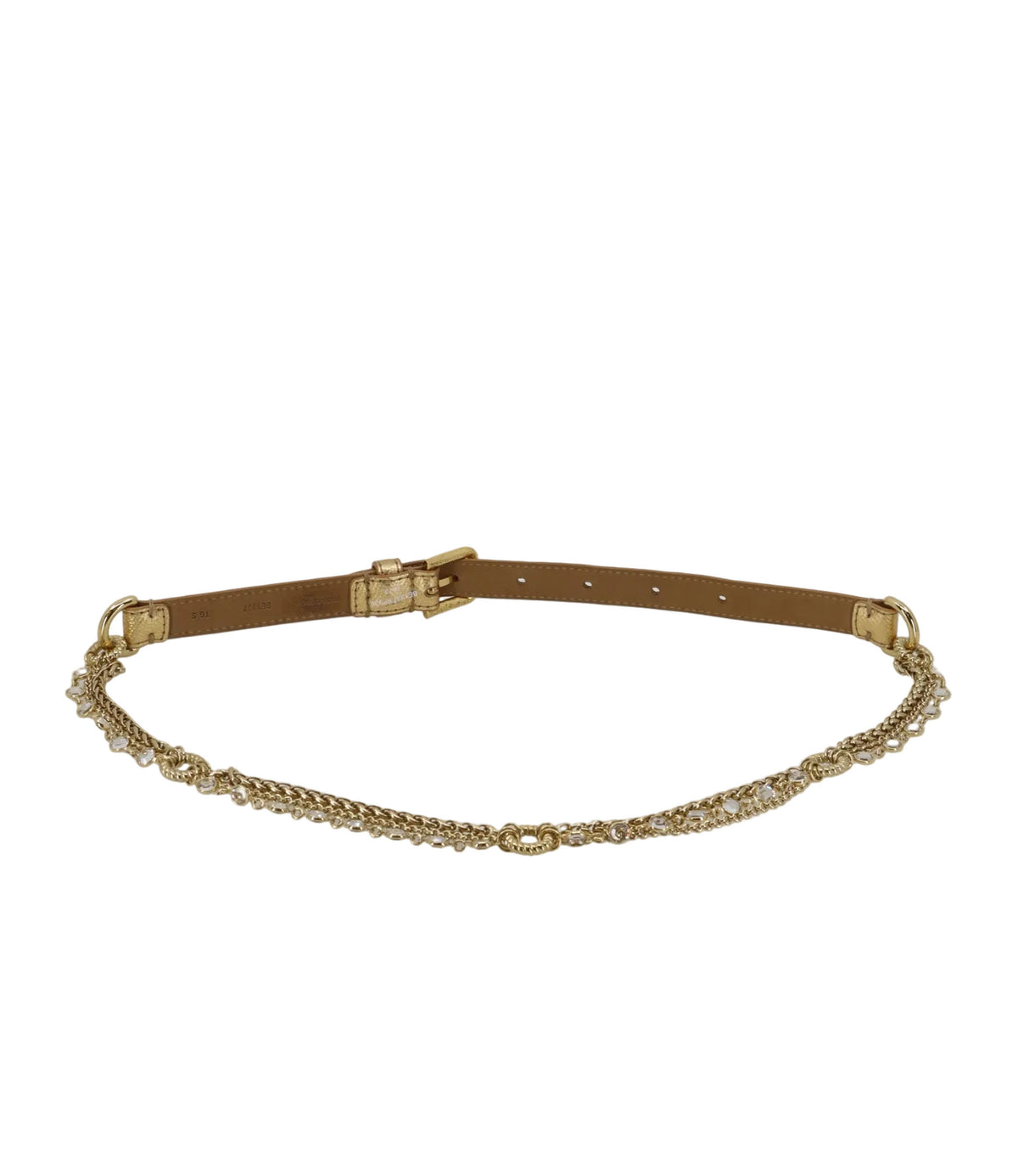 Dolce & Gabbana Gürtel Gold mit feinen Kristallketten und Lederdetails