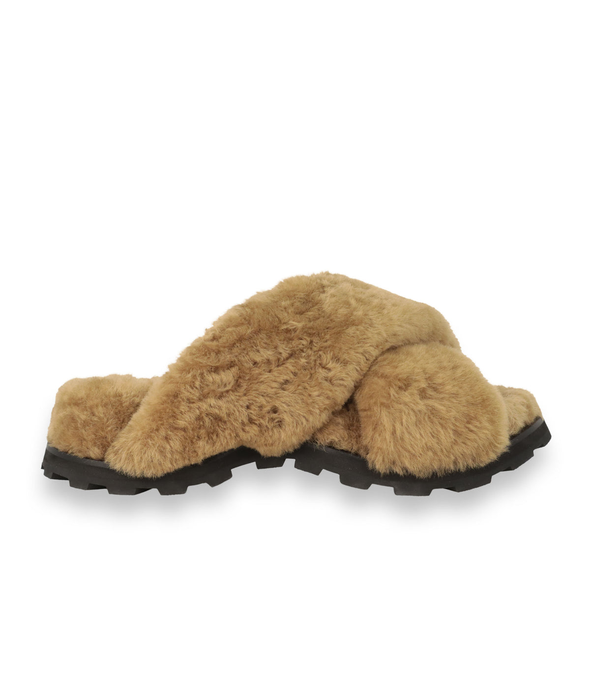Jil Sander Fell Sandalen Größe 39 in Camel mit schwarzer Profilsohle