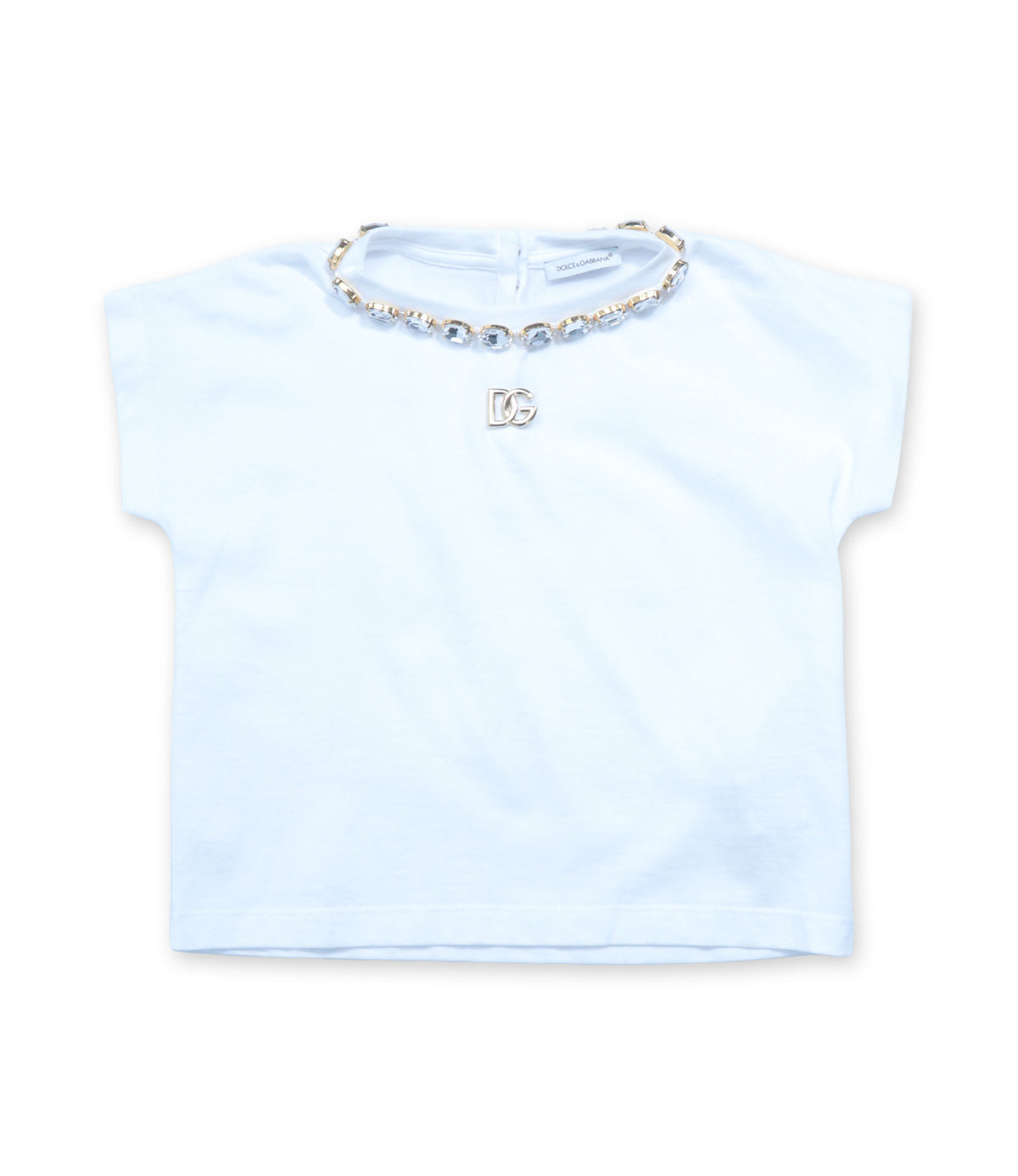 Dolce & Gabbana T-Shirt Weiß mit Kristallbesatz für Kinder im Dolce & Gabbana Sale