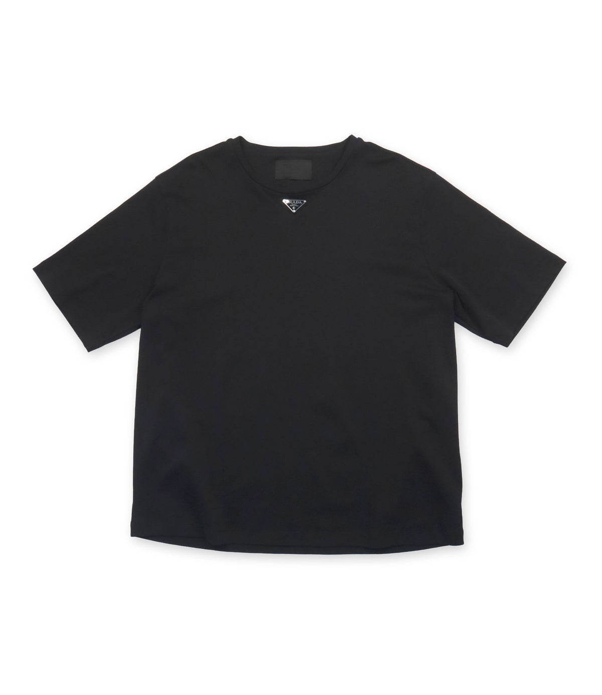 Prada Herren T-Shirt Schwarz XL mit Triangle Logo aus Interlock-Gewebe