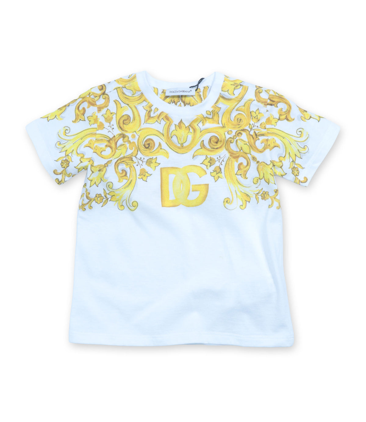 Dolce & Gabbana Kinder T-Shirt weiß gold Barockmuster 18-24 Monate