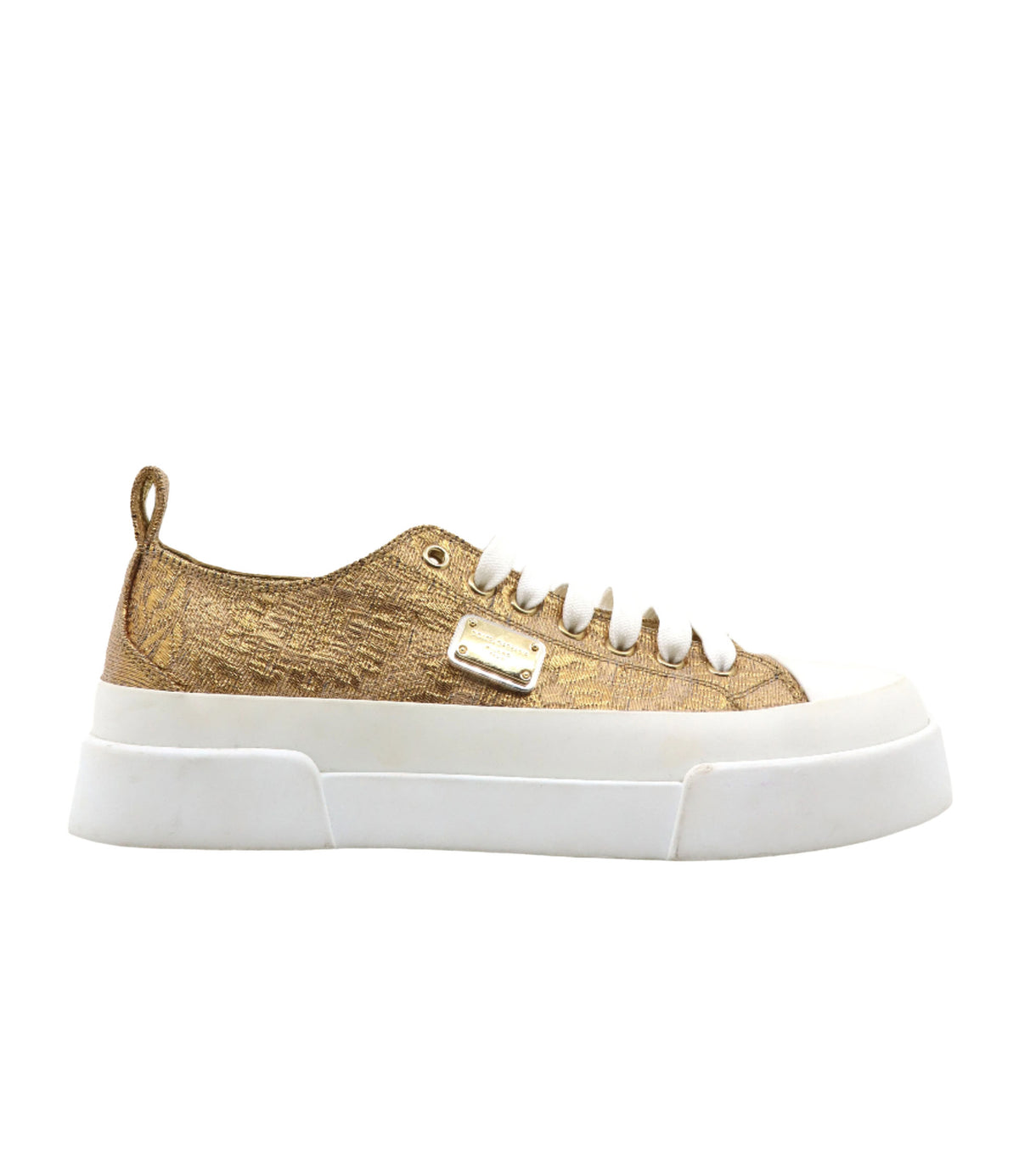 Goldfarbener Dolce & Gabbana Sneaker mit weißer Plateausohle und Metallic-Finish