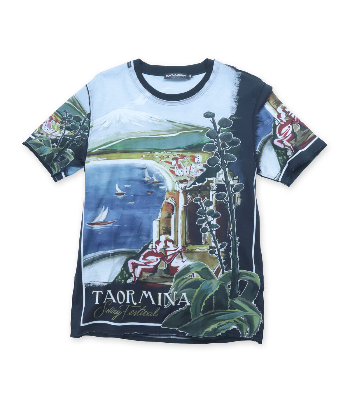 Dolce & Gabbana T-Shirt mit Taormina Print in Blau Multicolor Größe 48