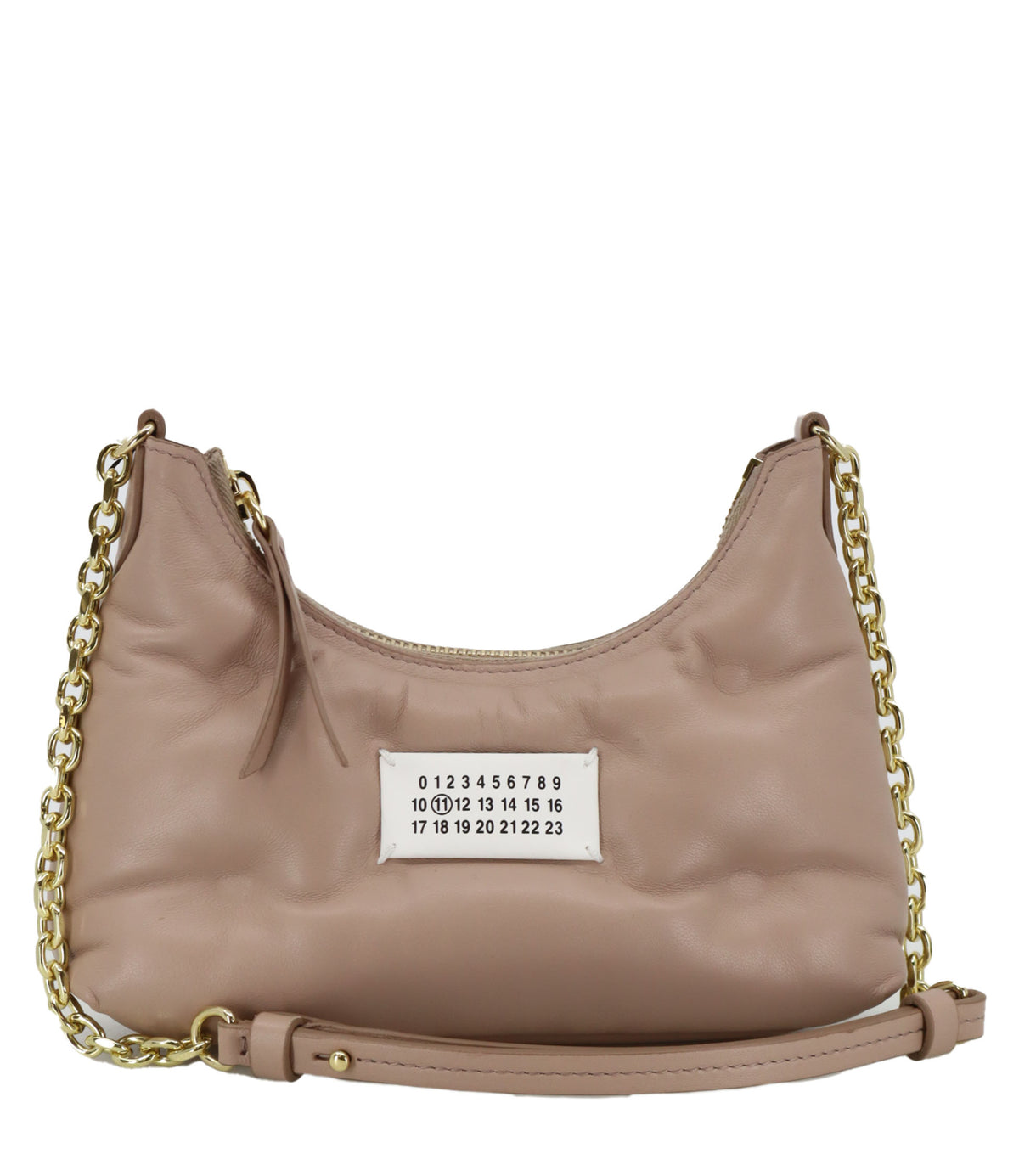 Maison Margiela Handtasche Nude aus Leder mit goldener Kette und Zahlenlabel