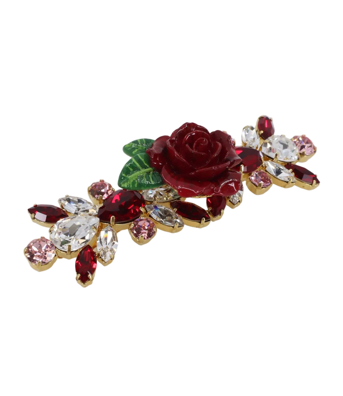 Dolce & Gabbana Haarreif Schwarz mit roter Rosenapplikation und Kristallen