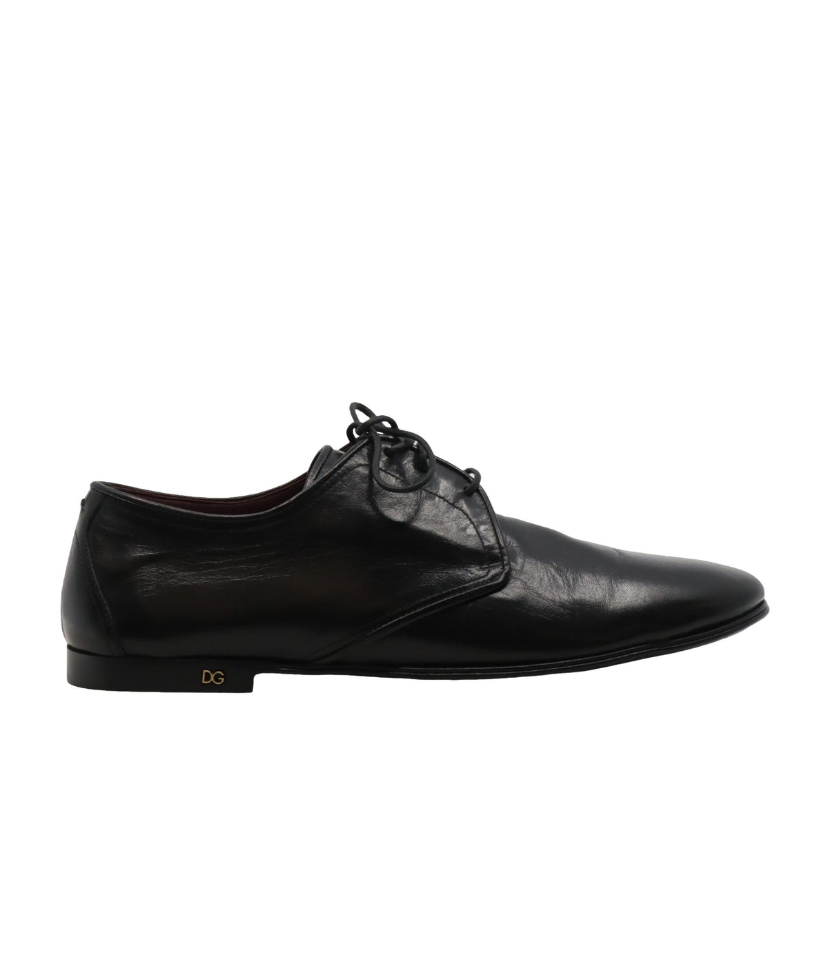Dolce & Gabbana Herren-Derby aus schwarzem Leder mit DG-Logo Größe 44