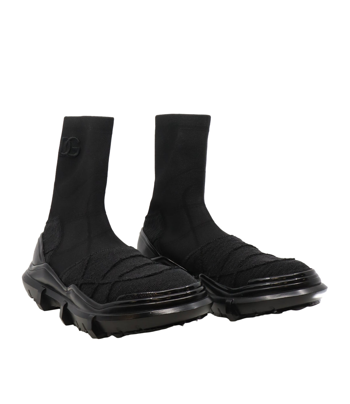 Schwarzer Dolce & Gabbana Sock Boot Sneaker mit hoher Profilsohle und elastischem Schaft, Größe 44