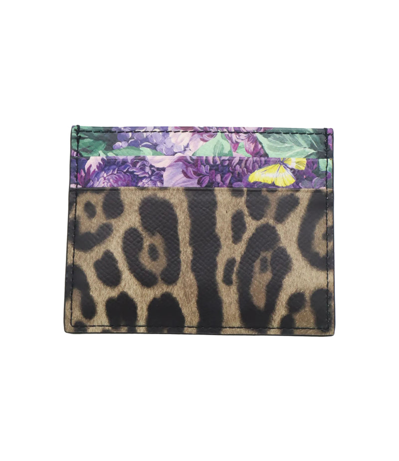 Dolce & Gabbana Kartenetui mit Leopardenprint und floralen Details aus Leder