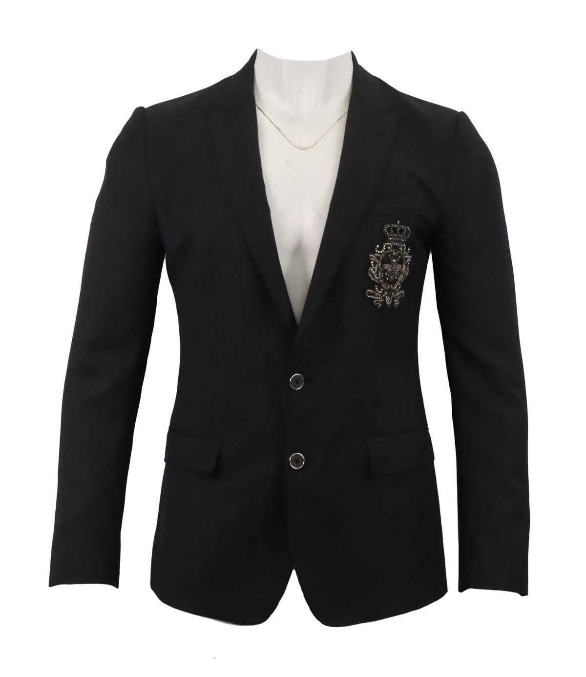 Dolce & Gabbana Blazer Größe 48 schwarz mit Wappen-Emblem elegant