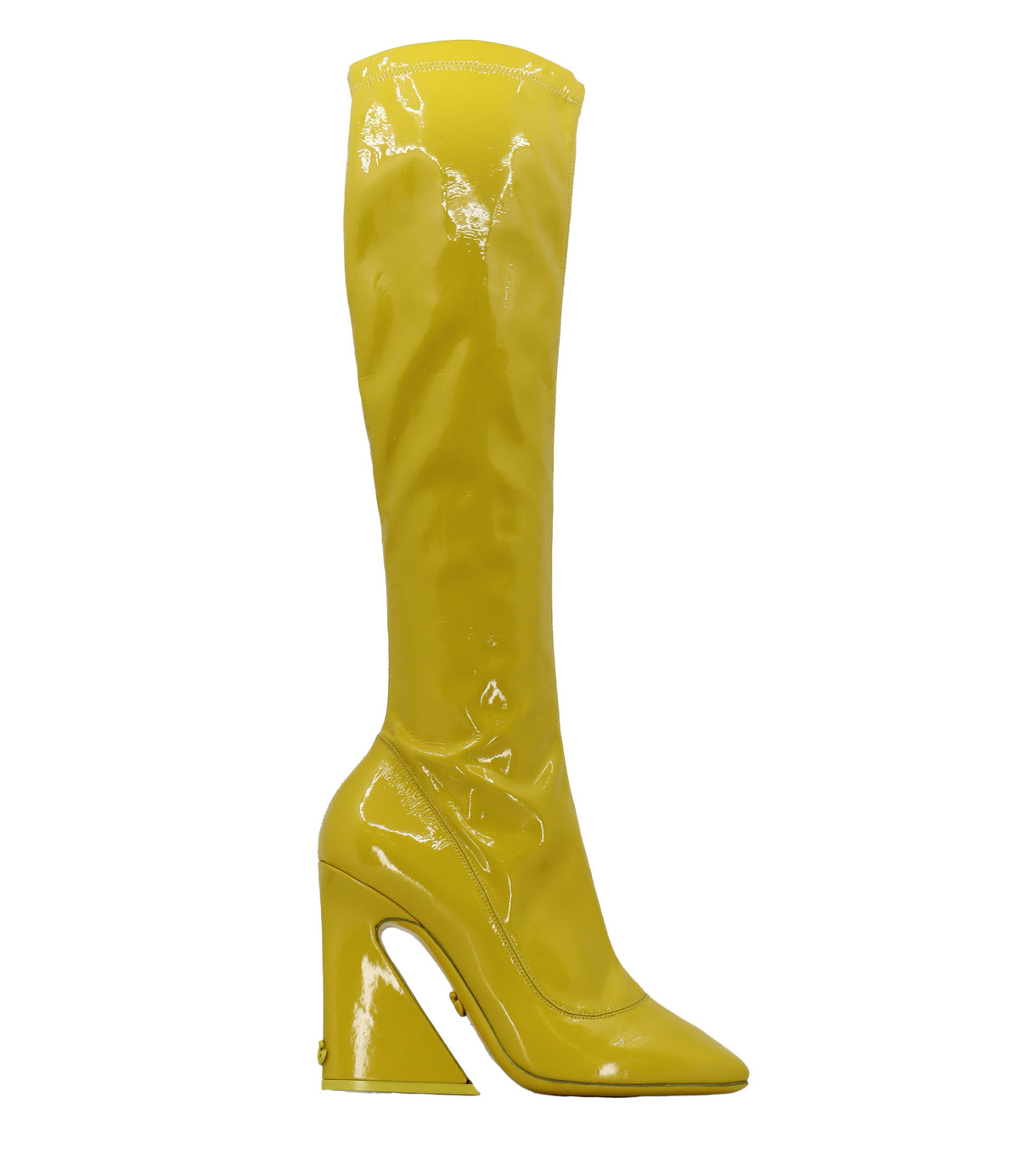 Dolce & Gabbana Stiefel Größe 39 gelb aus Lackleder mit skulpturalem Absatz