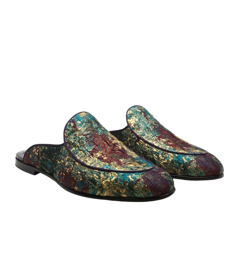 Dolce & Gabbana Herren-Slipper mit offener Ferse und Multicolor-Muster Größe 44