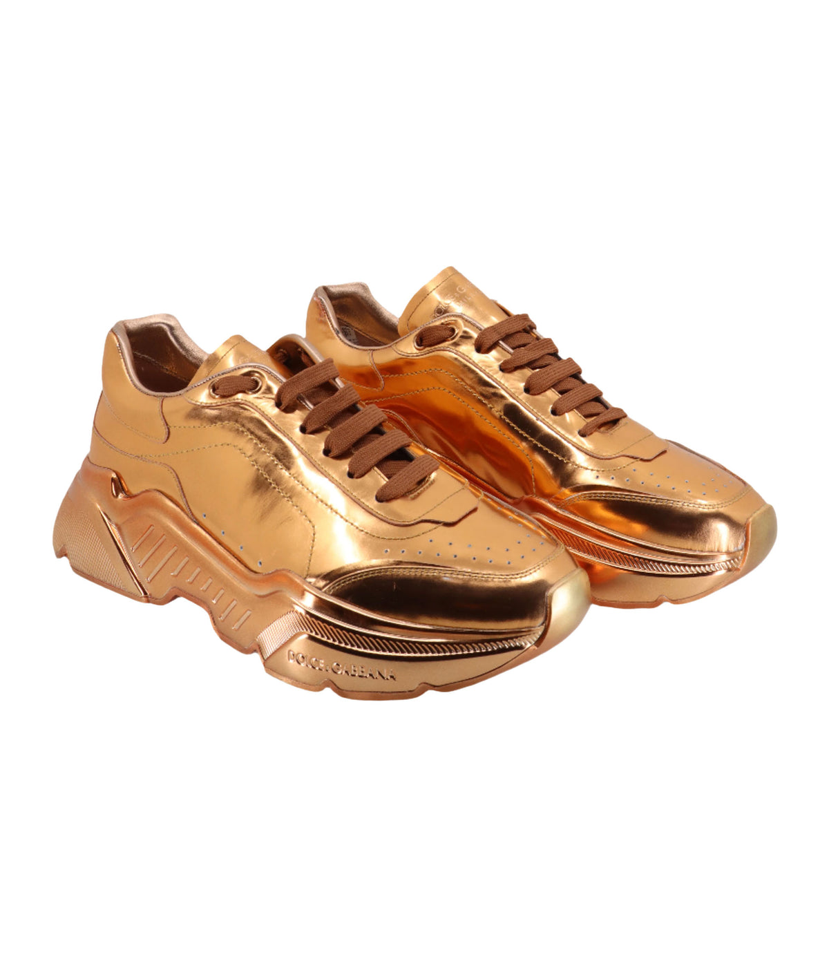 Goldener Dolce & Gabbana Sneaker mit Metallic-Oberfläche und markanter Sohle