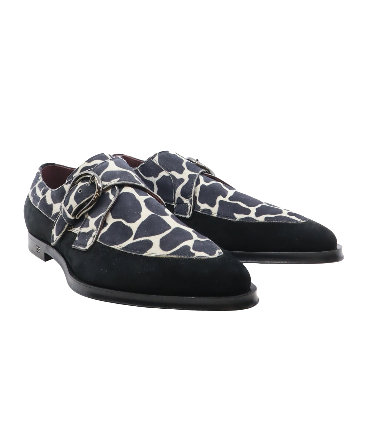 Dolce & Gabbana Herren-Monkstrap mit Giraffenmuster und Schnallen Größe 44