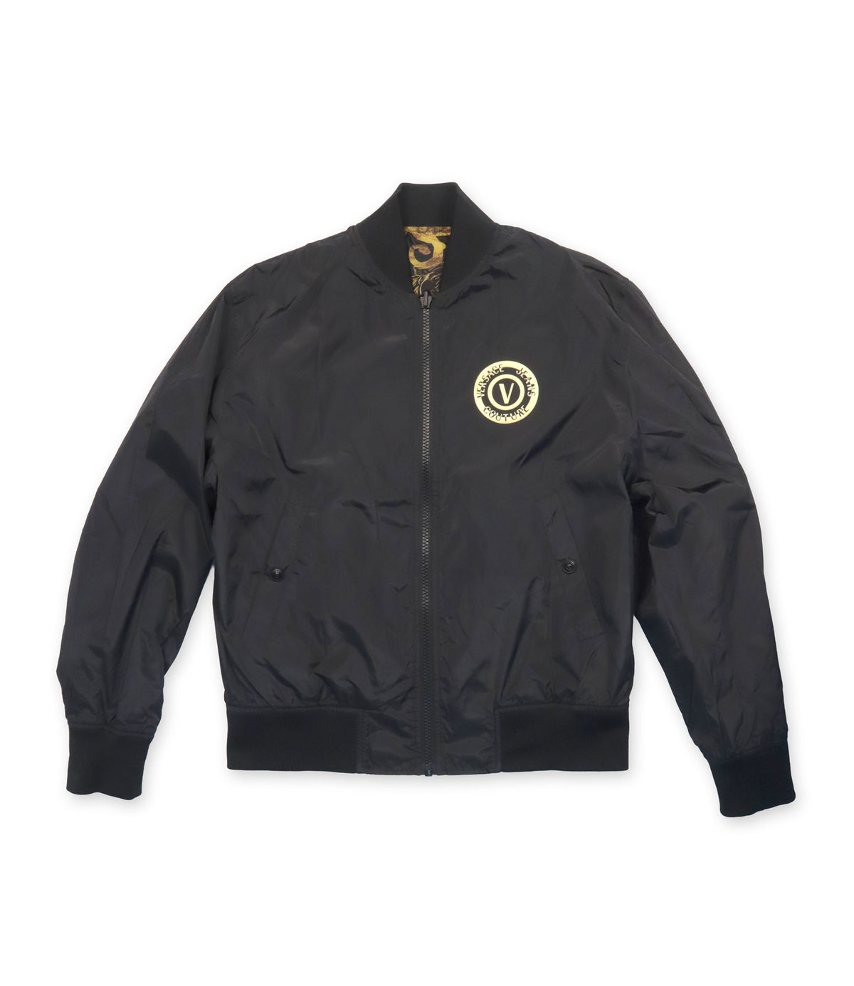 Versace Jeans Couture Bomberjacke schwarz gold mit Barockmuster Größe 48