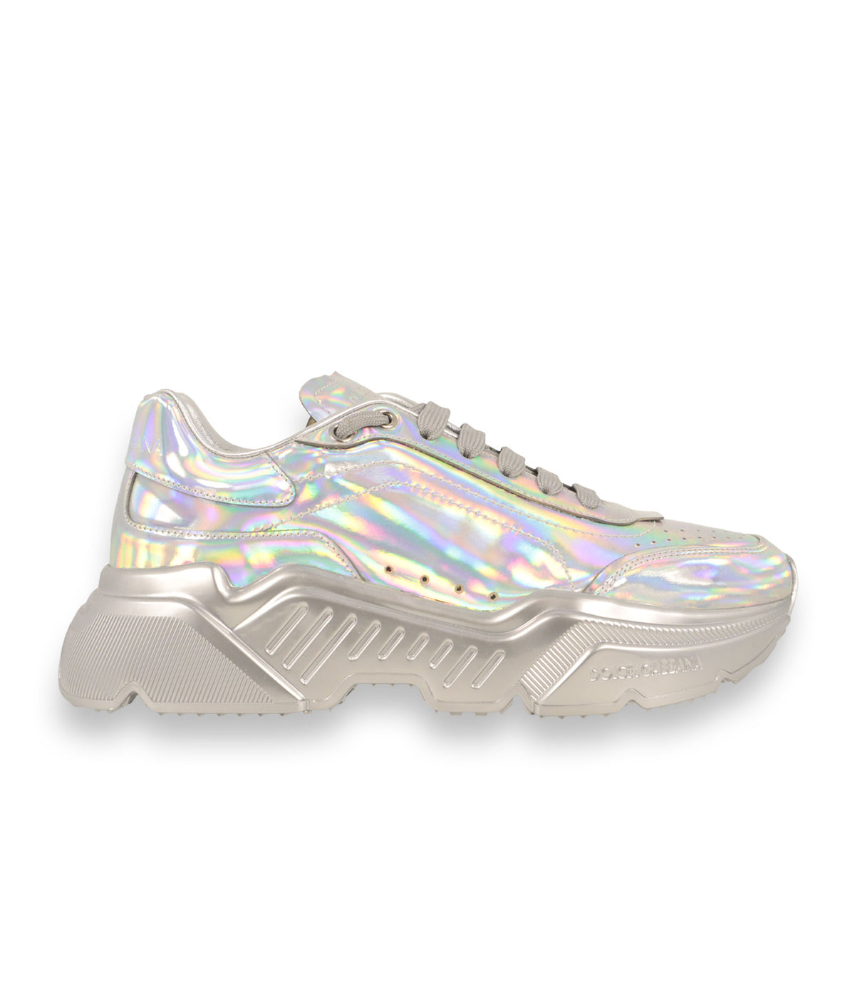 Dolce & Gabbana Sneaker Größe 39 in holografischem Silber mit Chunky-Sohle und luxuriösem Designer-Look.