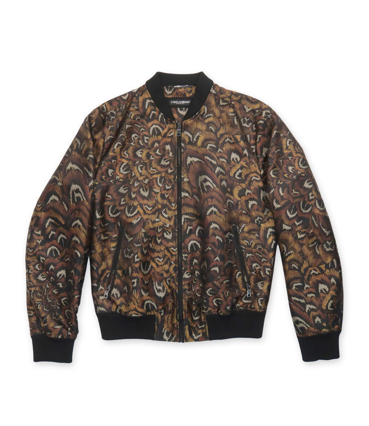     Dolce & Gabbana Bomberjacke IT 50 mit luxuriösem Muster in Braun und Gold