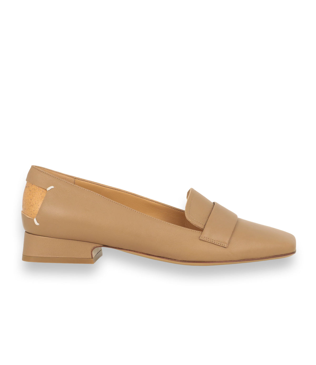 Maison Margiela Damen Loafer Größe 39 aus beigem Glattleder mit Blockabsatz