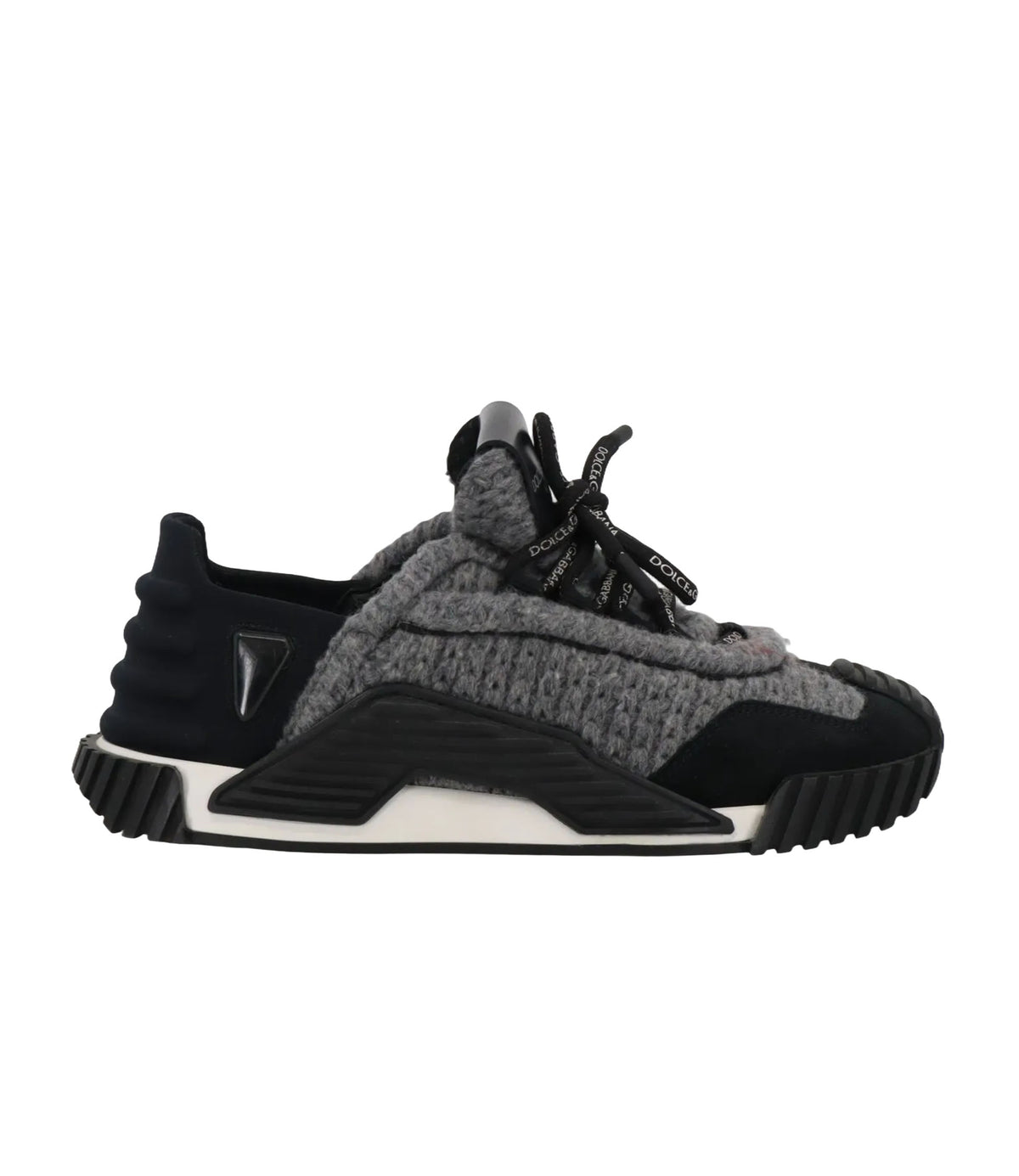 Dolce & Gabbana Sneaker grau schwarz Damen Größe 36 mit Strickstruktur
