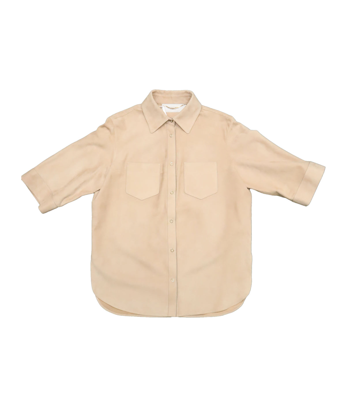 Agnona Bluse beige Größe 40 mit Brusttaschen und Knopfleiste elegant