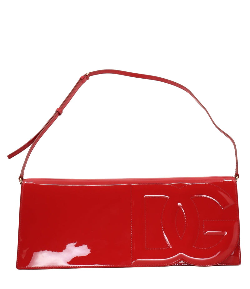 Dolce & Gabbana Clutch Tasche aus rotem Lackleder mit DG Logo