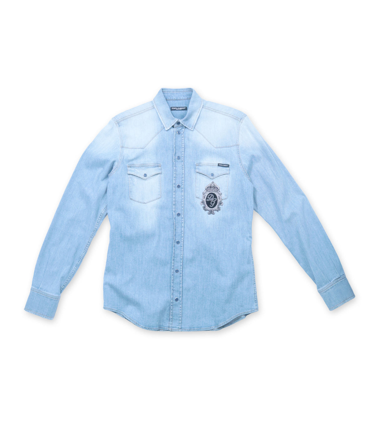 Dolce & Gabbana Jeanshemd hellblau Größe IT 41 mit Wappenstickerei aus Denim