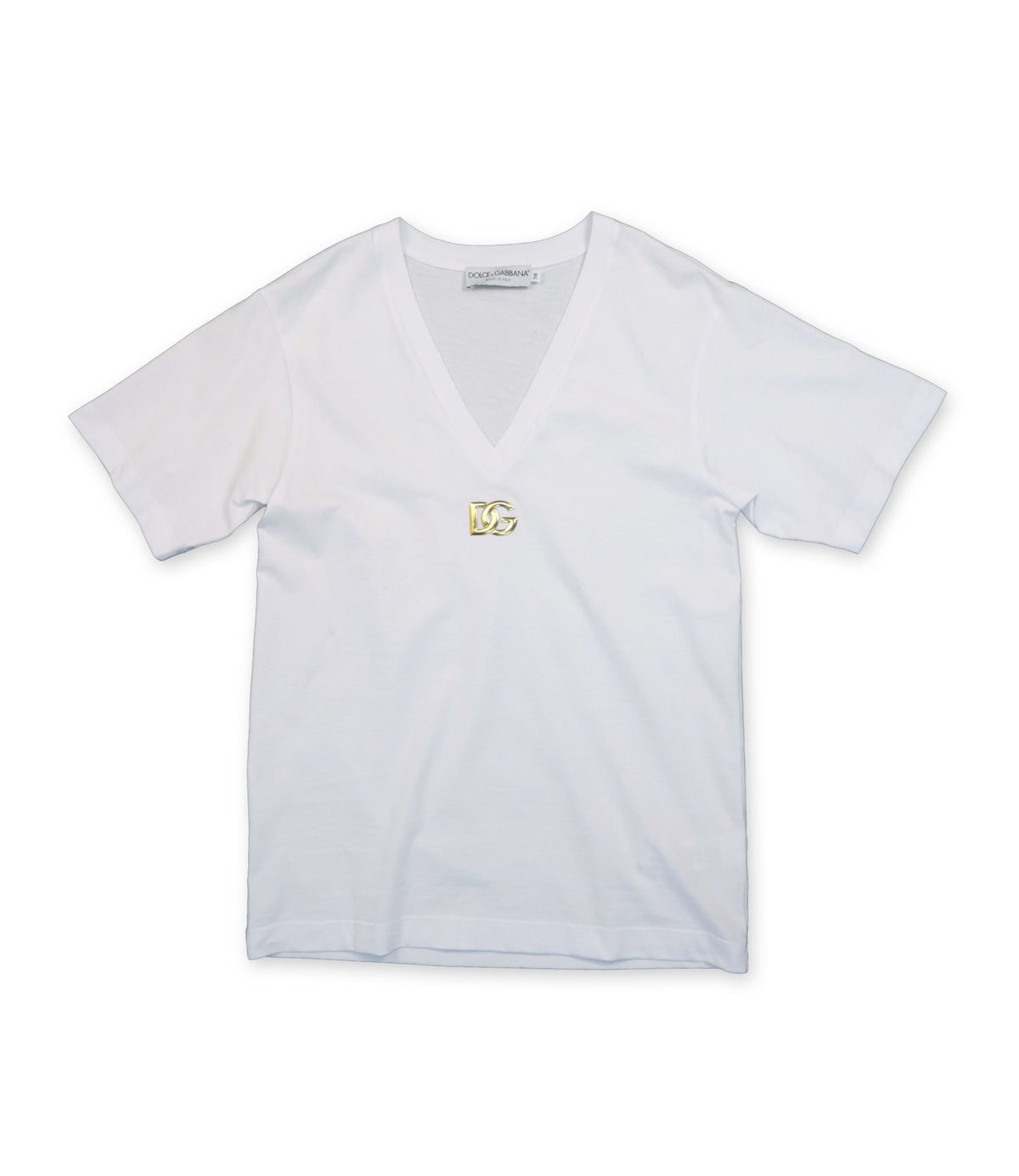 Dolce & Gabbana T-Shirt weiß mit V-Ausschnitt und DG Logo