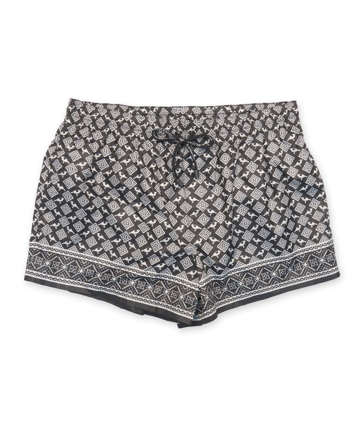 Dolce & Gabbana Badeshorts Schwarz Weiß mit Allover-Muster Größe IT 4 aus 100% Polyester Beachwear Italien