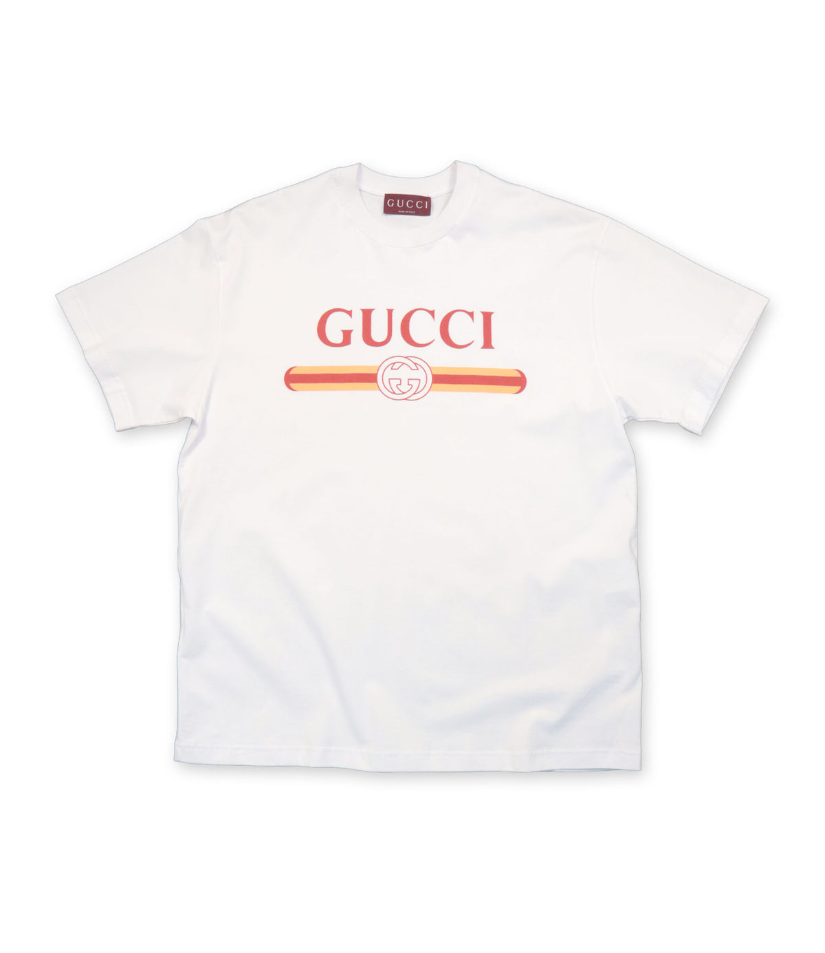 Gucci T-Shirt Weiß mit Logo-Print aus Baumwolle Größe M