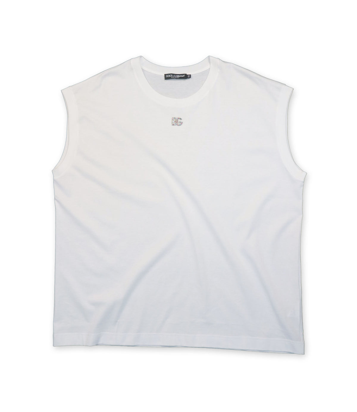 Dolce & Gabbana Tanktop weiß Baumwolle Größe 54 DG Logo
