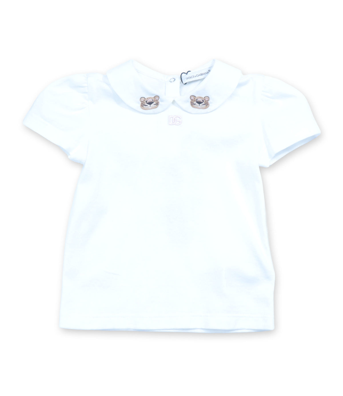 Dolce & Gabbana Baby T-Shirt in Weiß mit besticktem Kragen im Dolce & Gabbana Sale