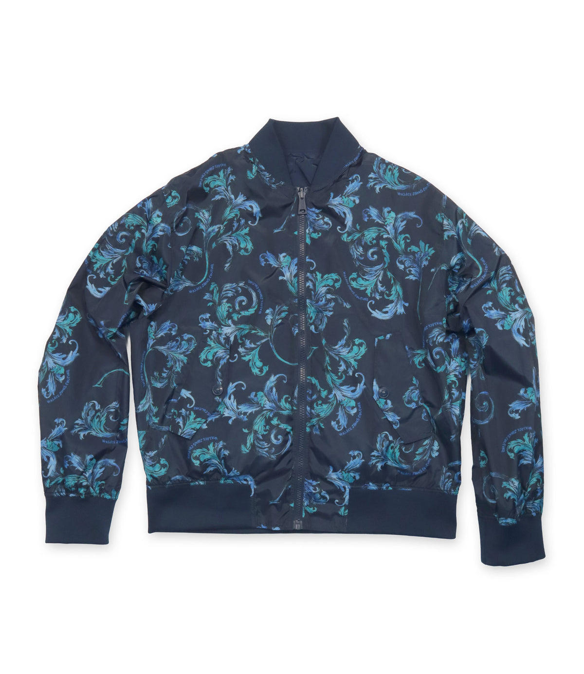 Versace Jeans Couture Bomberjacke Größe 50 in Dunkelblau mit barockem Wendedesign