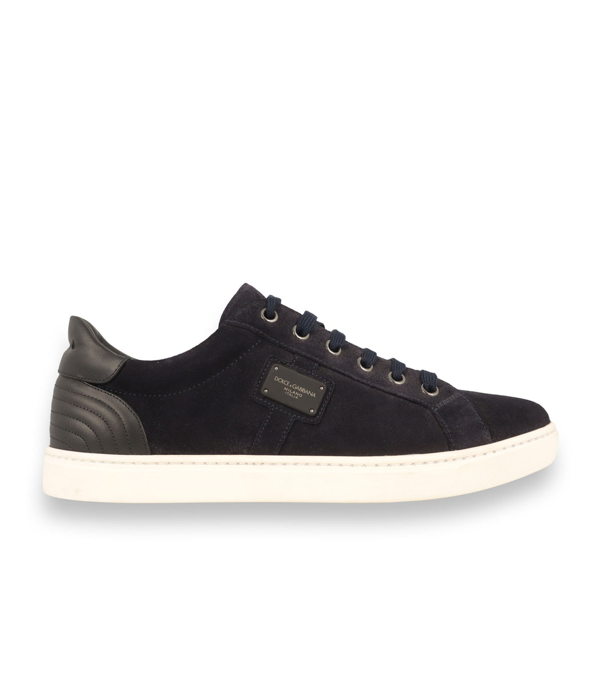 Dolce & Gabbana Sneaker Größe 40 aus dunkelblauem Veloursleder mit heller Gummisohle und Logodetail.