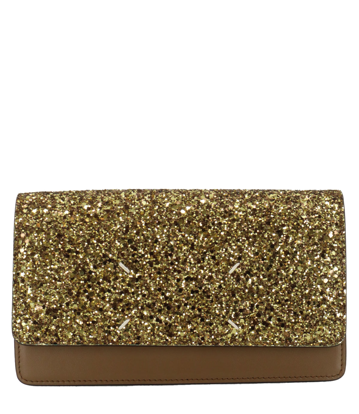 Maison Margiela Clutch Gold mit Glitzer und Lederdetails