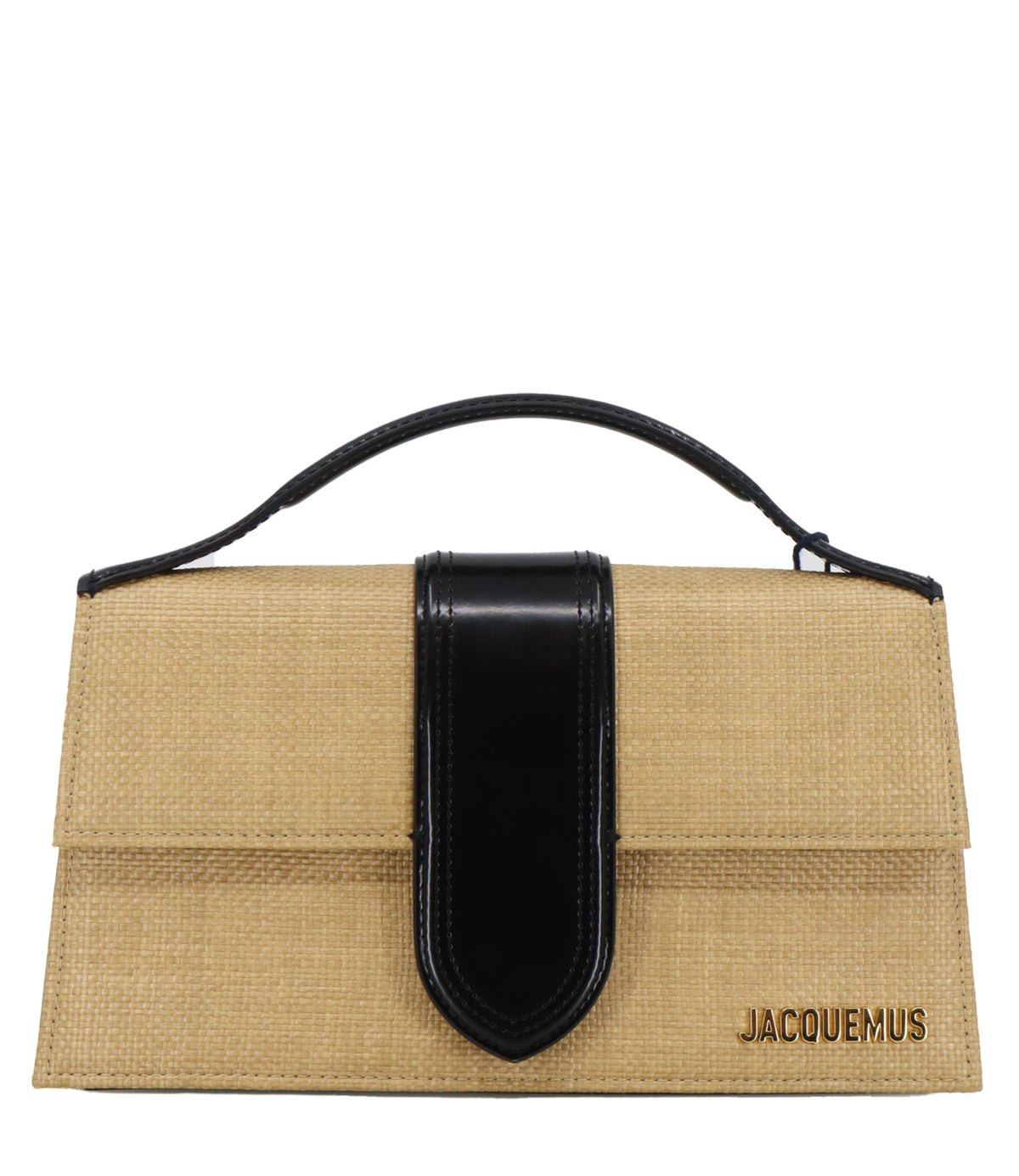 Jacquemus Raffia Handtasche Beige Schwarz mit Lederhenkel Designer Tasche