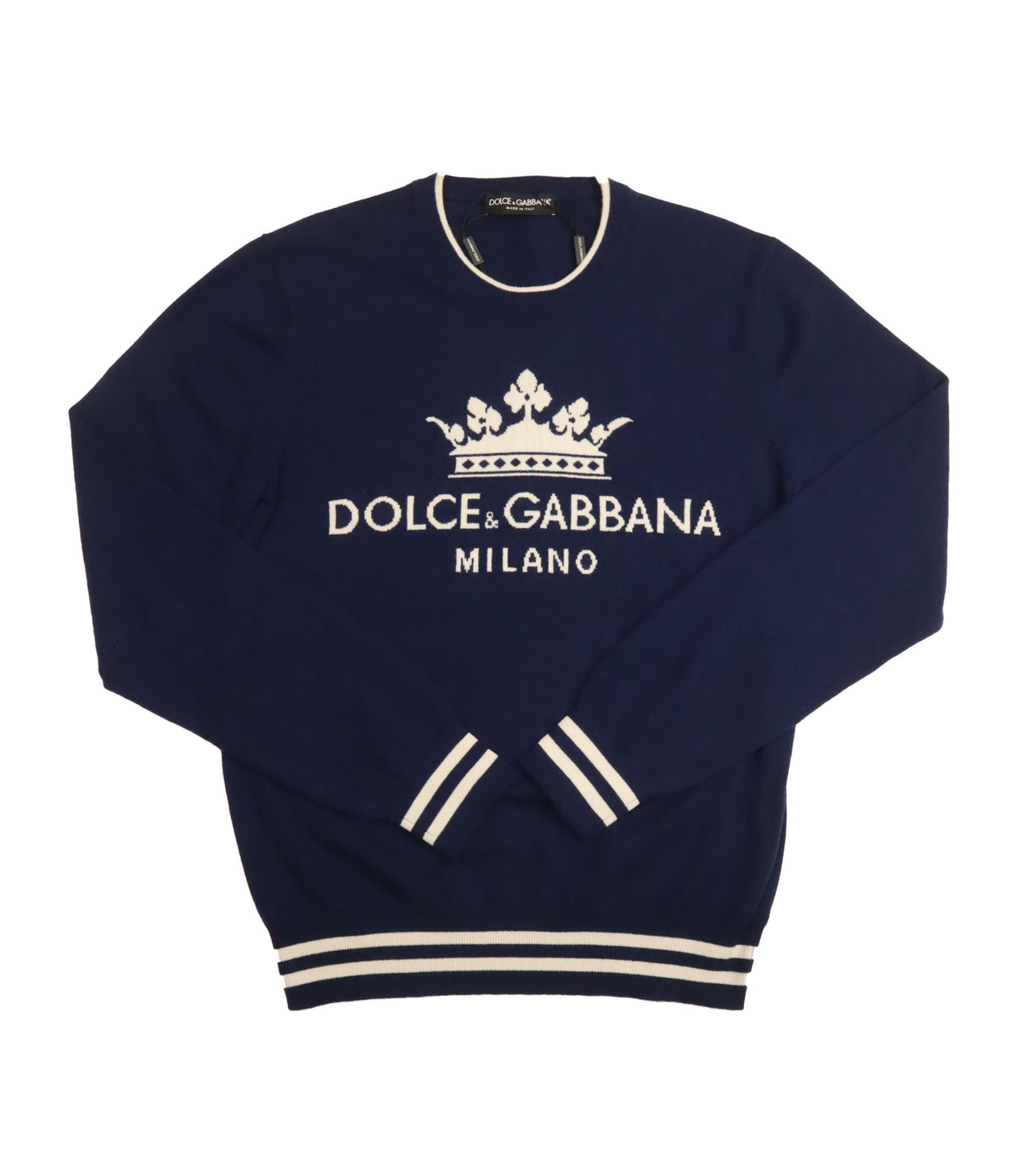 Dolce & Gabbana Pullover blau Herren Größe 48 mit Logo Milano Krone
