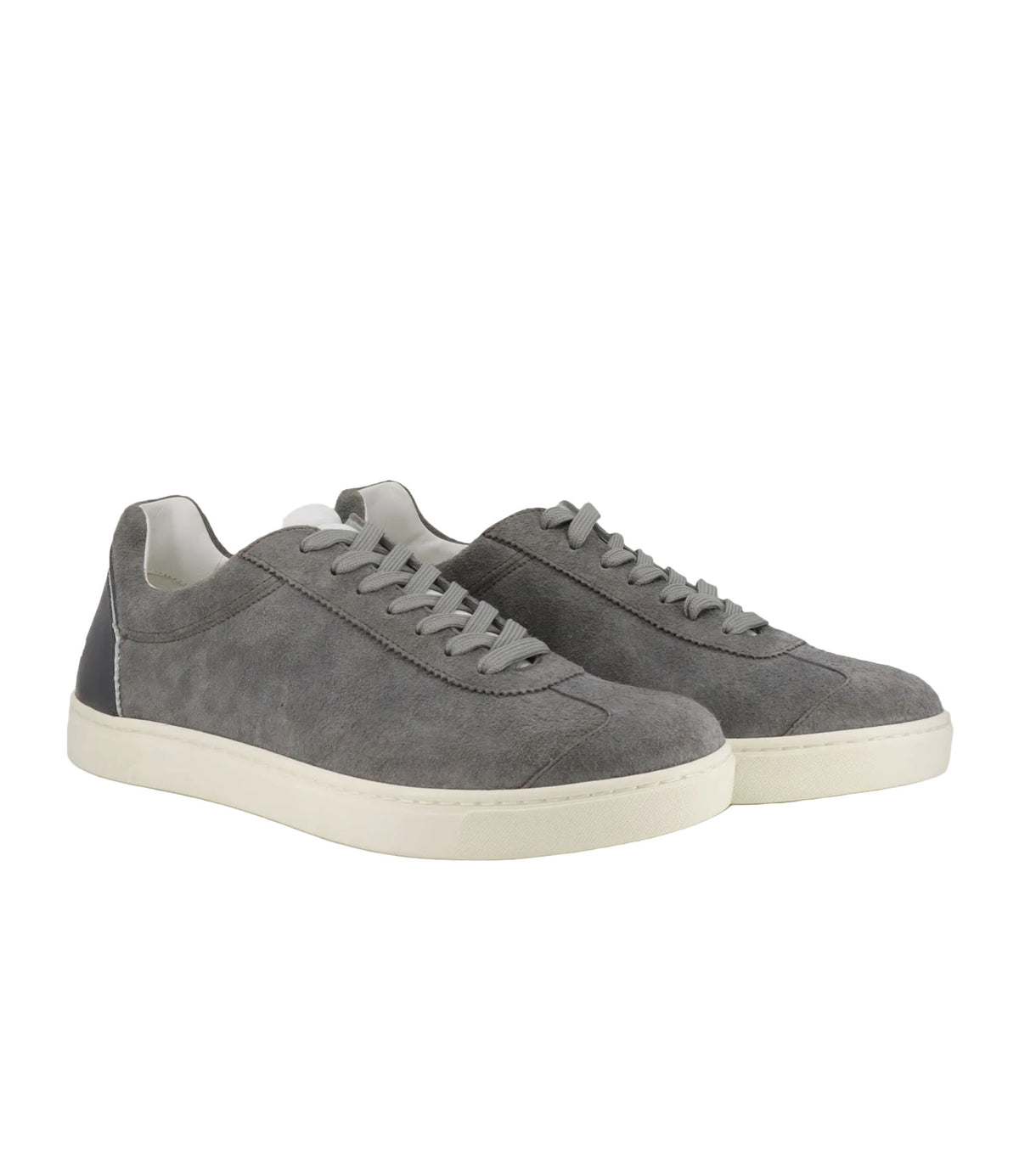 Grauer Dolce & Gabbana Sneaker aus Veloursleder mit heller Sohle und schwarzem Fersenlogo